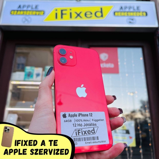 Apple iphone 12 Red 64GB 100% Akku 12 Hgari IF12623