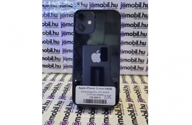 Apple iphone 12 mini 64GB Fekete Fggetlen Jtllssal