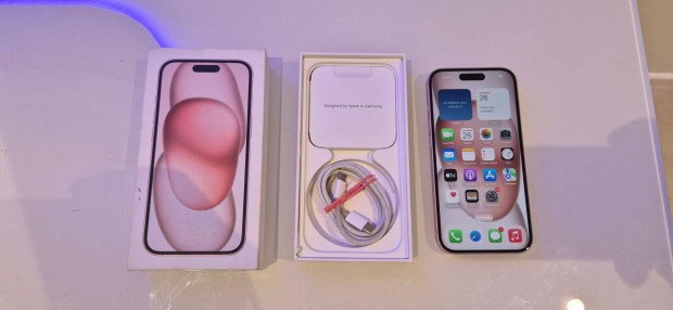 Apple iphone 15 128GB Fggetlen jszer Pink Gari 100% Aksi