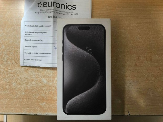 Apple iphone 15 Pro Max 256GB Új Black 3 év Euronics Garanciás !