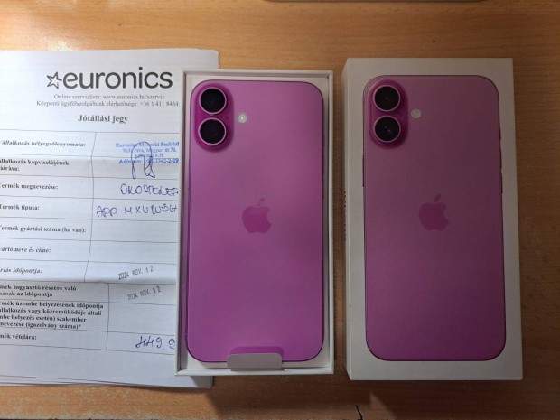 Apple iphone 16 Plus 128GB Fggetlen j Pink 3 v Euronics Garancis !