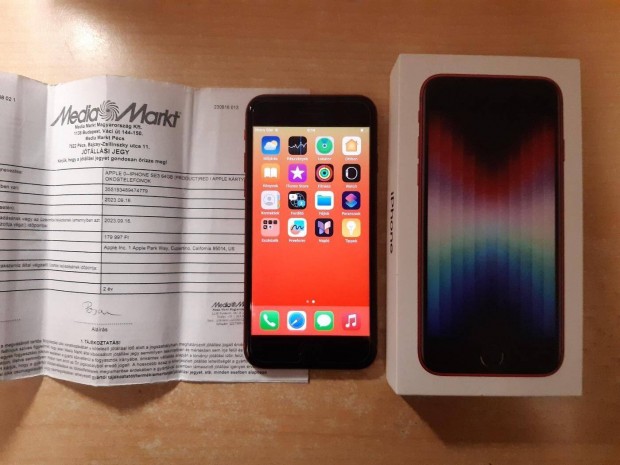 Apple iphone SE 2022 Fggetlen szinte j Red Mediamarkt Garis+Biztost