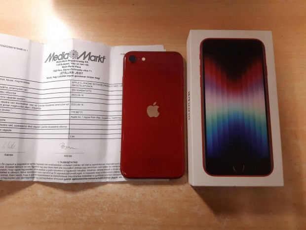 Apple iphone SE 2022 Red Fggetlen jszer 2 v Mediam. Garis + Biztos
