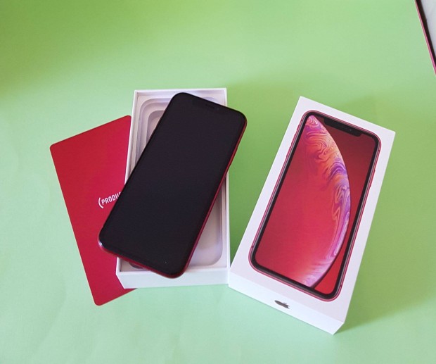 Apple iphone XR 128GB Red Fggetelen karcmentes mobiltelefon elad!