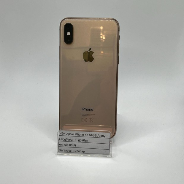 Apple iphone Xs 64GB Arany szn fggetlen 12hnap garancia