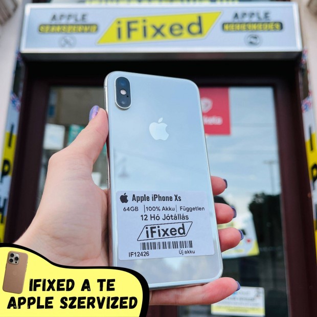 Apple iphone Xs White 64GB 100% Akku 12 H Garancia #IF12426