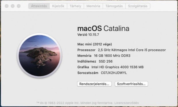 Apple mac mini late 2012, 16Gb ram, 256Gb SSD, 1Tb HDD