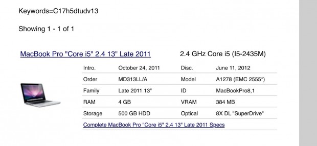 Apple macbook pro 2011 late