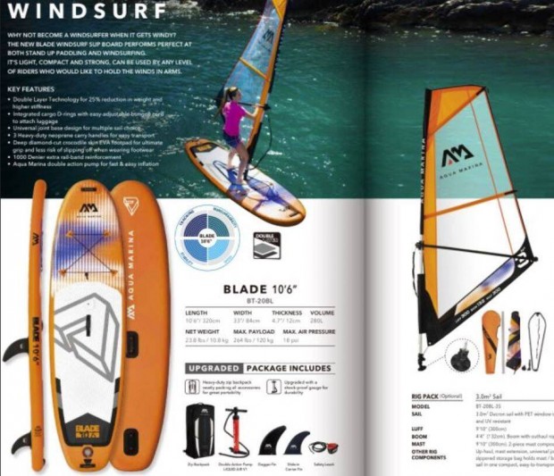 Aqua Marina Blade szrf surf felfjhat SUP deszka vitorla szett