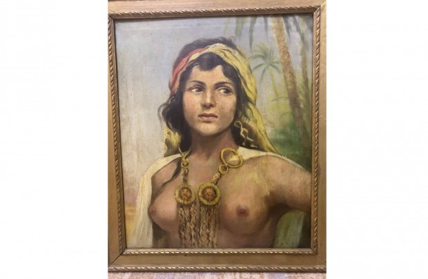 Arab nő olajfestmény 56x47 cm