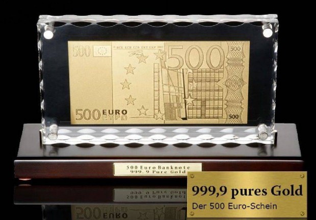 Arany 500 Euro és 20.000 Ft UNC bankjegy, bankjegyveret, luxus ajándék