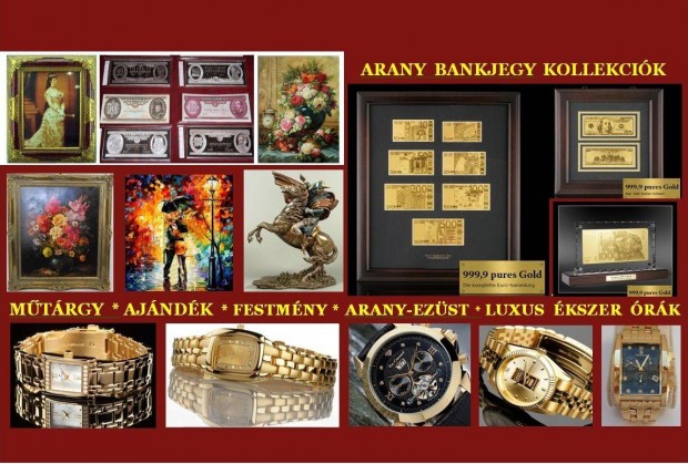 Arany Bankjegy Szett Karácsonyi Ajándék, Női Férfi Óra Karóra Festmény