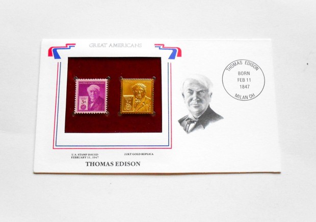 Arany blyeg Thomas Edison 22kt gold
