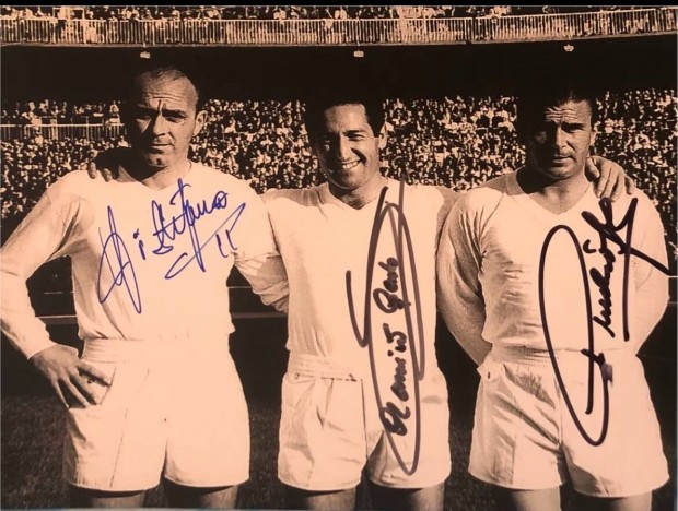 Aranycsapat, Puskas Ferenc, Di Stefano, Gento dedikalt, foto