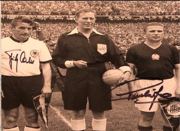 Aranycsapat, Puskas Ferenc, Fritz Walter, 1954 VB, dedikalt, foto