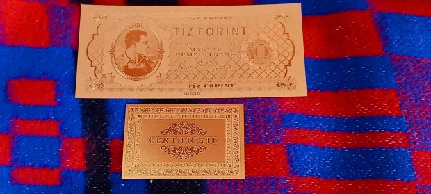 Aranyozott, plasztik, fantzia 10 forint