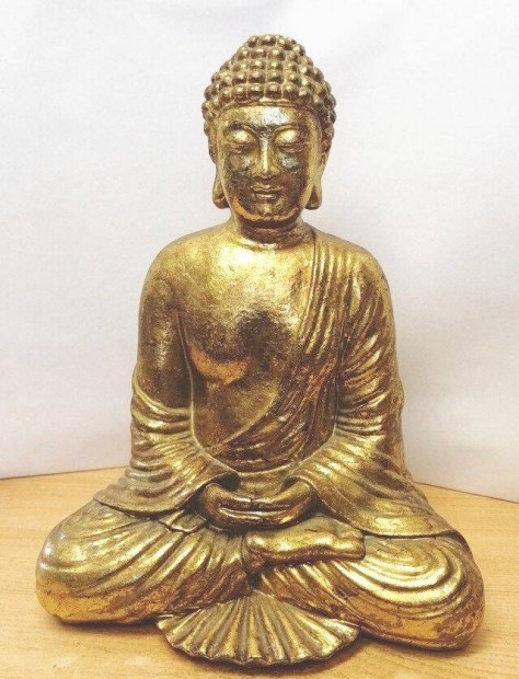 Aranyozott meditl Buddha kermia szobor. rtkes ritkasg