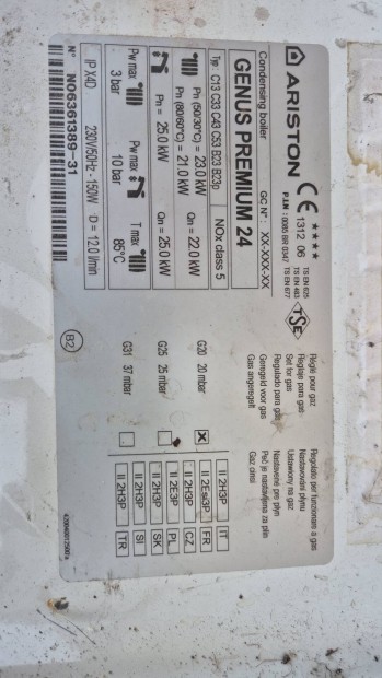 Ariston Genus Premium 24 ventilátor, kazántest, Gázszelep