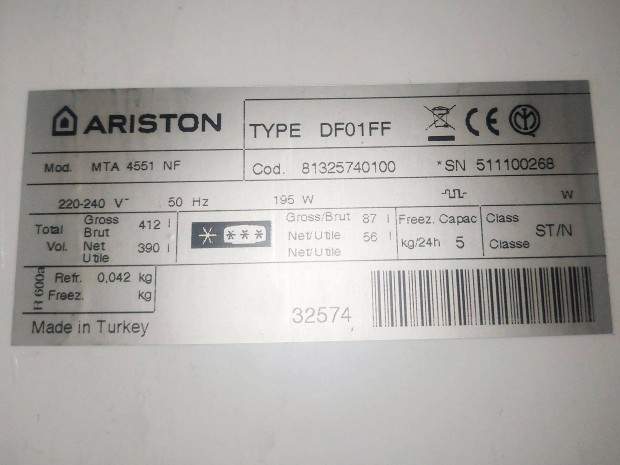 Ariston MTA 4551 NF Htgp vezrl panel