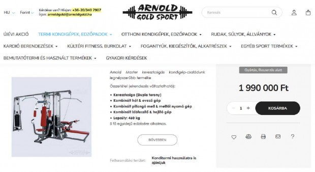Arnold Master 5000 keresztcsigs edztorony + kt combgp!