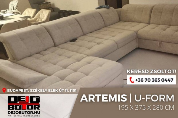 Artemis ualak sarok krm kanap rugs lgarnitra 195x375x280 cm