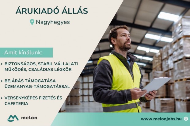 Árukiadó álláslehetőség