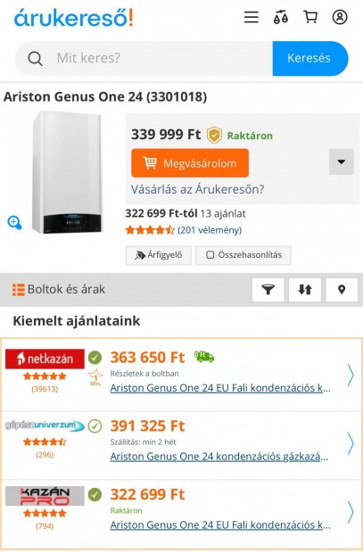 Aruston Genus one24 kombi kondenzációs 24kw gázkazán