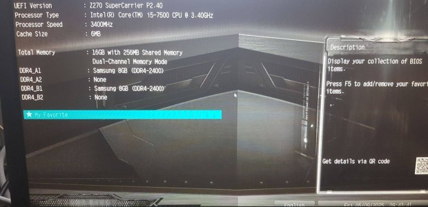 Asrock Z 270 Supercarrier I5 7500-as procival 2x8GB 2400-as rammal