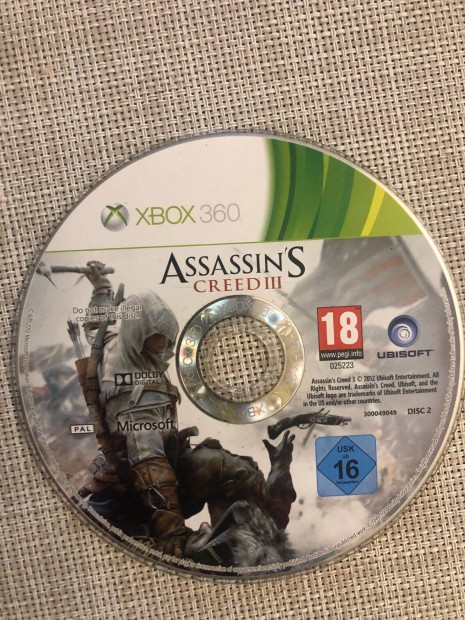 Assassin's Creed 3 III Xbox 360 jtk, tok nlkl