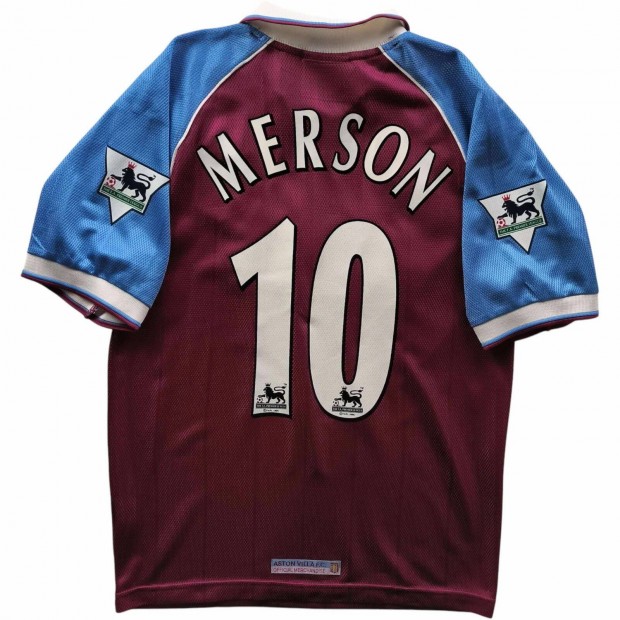 Aston Villa 1998-99 Reebok hazai Paul Merson foci mez S-es