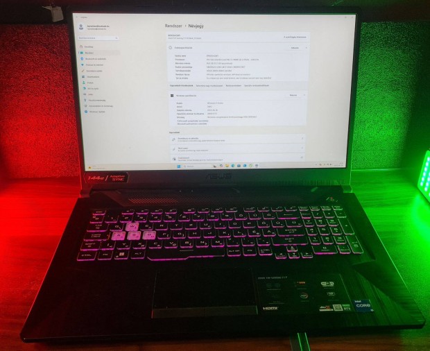 Asus Tuf Gaming F17 , i5 11 gen, 16 gb DDR4, 500 gb SSD, Rtx3050