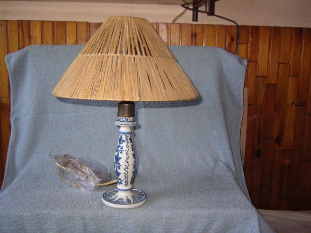 Asztali lmpa rafia ernyvel, 35 cm, Korondi kermia