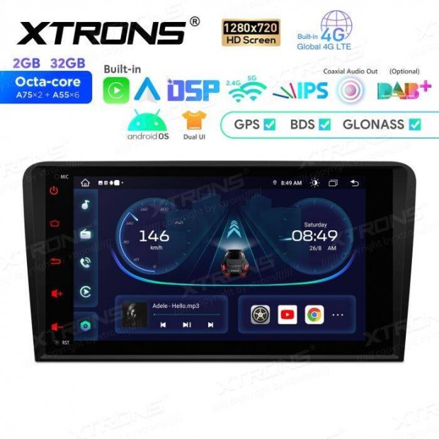 Audi A3 8P (2003-2012) 8" Android multimdia GPS WIFI Bluetooth rdi