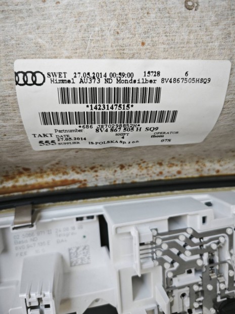 Audi A3 8v sportback szürke tető kárpit