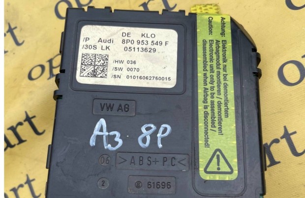 Audi A3, 8P kormny oszlop elektronika, szgjelad 8P0953549 F