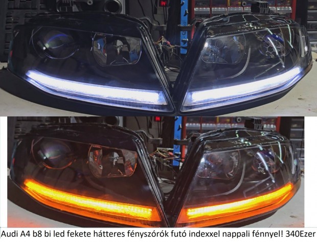 Audi A4 B8 egyedi f�nysz�r�k ledesre �p�tve ! A halog�n hely�re j� !