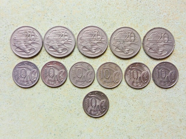Ausztr�lia 12 db K�l�nb�z� �rme 10 20 Cents 1967-2014