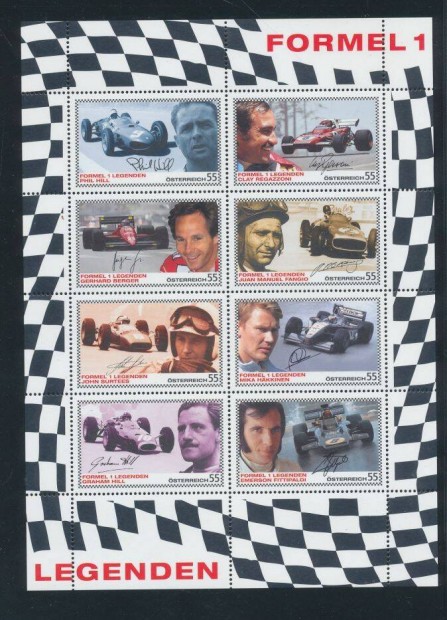 Ausztria 2654/61 sz. kisív postaérettségi; Formula 1 Legends