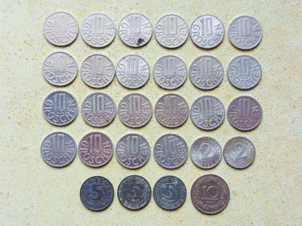 Ausztria 28 db K�l�nb�z� �rme 2 5 10 Groschen 1925-1996