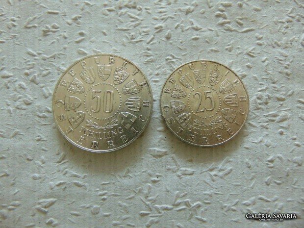 Ausztria ezst 50 schilling 1963 - 25 schilling 1957