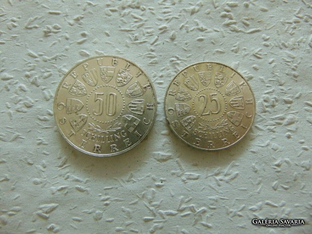 Ausztria ezst 50 schilling 1963 - 25 schilling 1957 ezstpnz