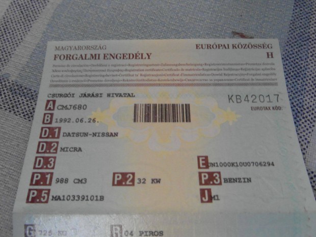 Aut� kor�hoz k�pest t�k�letes �llapotban