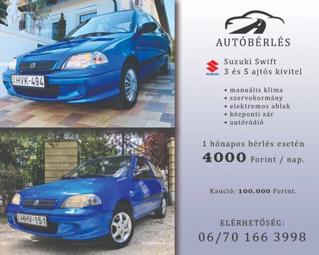 Autbrls (Suzuki Swift, 4000.-/nap)