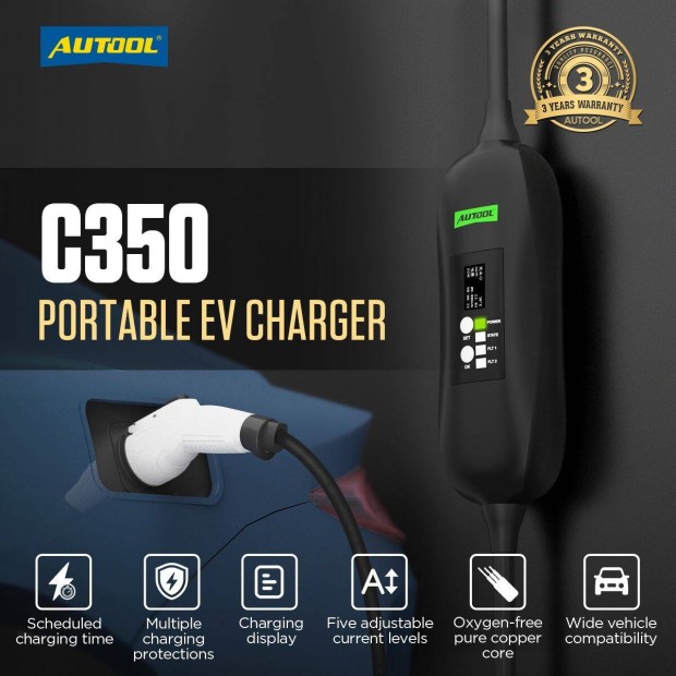 Autool C350 Hordozhat� Elektromos Aut� t�lt� / Portable EV Charger