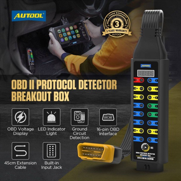 Autool OBD2 Diagnosztikai Csatlakoz� teszter / OBD2 Breakout Box