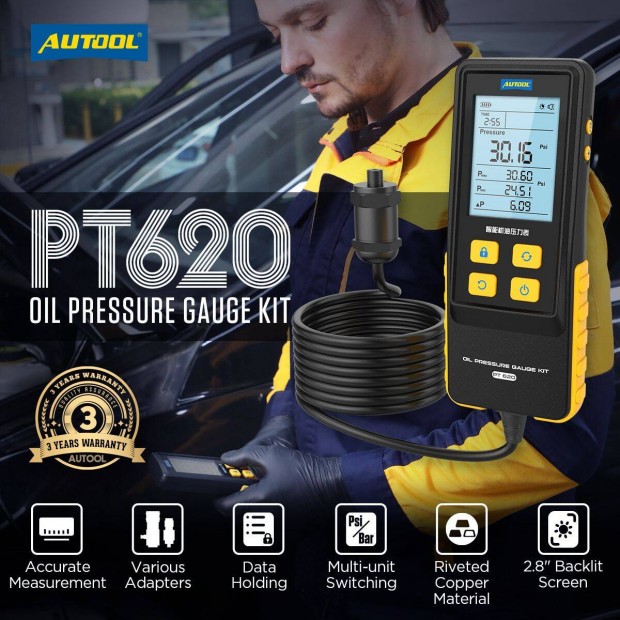 Autool PT620 Motorolaj-nyomásmérő / Engine Oil Pressure Gauge