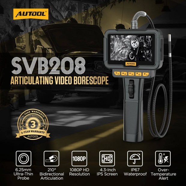 Autool Svb208 endoszk�p kamera 210� csukl�s, 6.25mm, 4.3, IP67, 32G