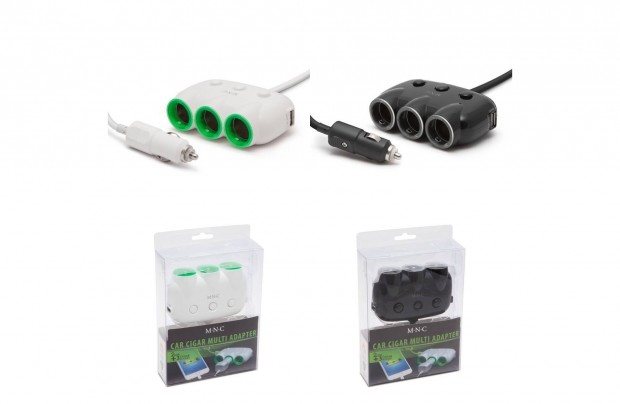 Autós Szivargyújtó adapter szuper gyors töltő 3 aljzat + 2 USB