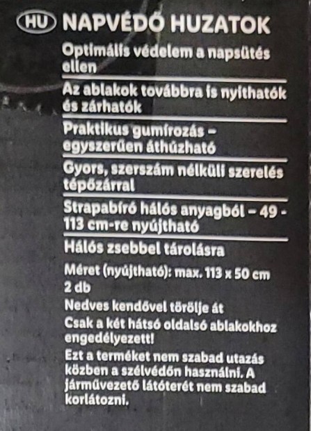 Autós fekete napvédős huzat új