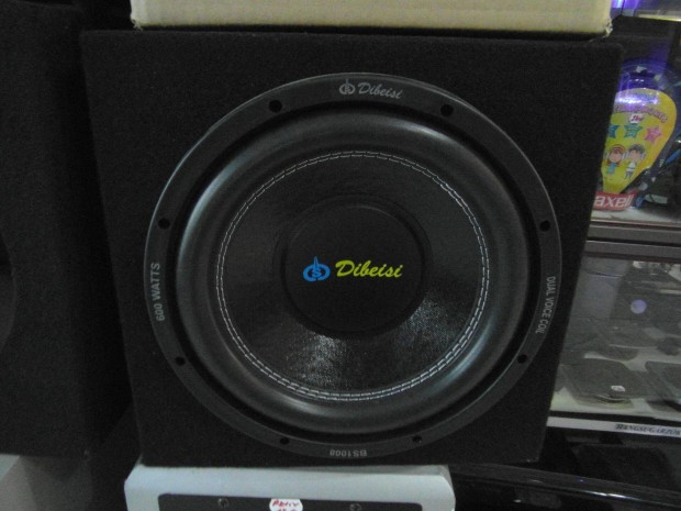 Autós subláda 25cm 2x4ohm 2x300watt új 30x30x30cm-a doboz